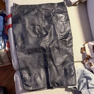 Tom Ford Charcoal Leather Pencil Skirt